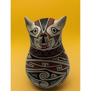 Mata Ortiz Pottery Large Coyote Effigy Lourdes Villalba Folk Art Ceramic Mexican